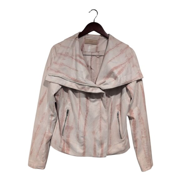 BlankNYC Jacket Women's Faux Suede Moto Pink Hippie Dippie Tie Dye Jacket Size L - Picture 1 of 16